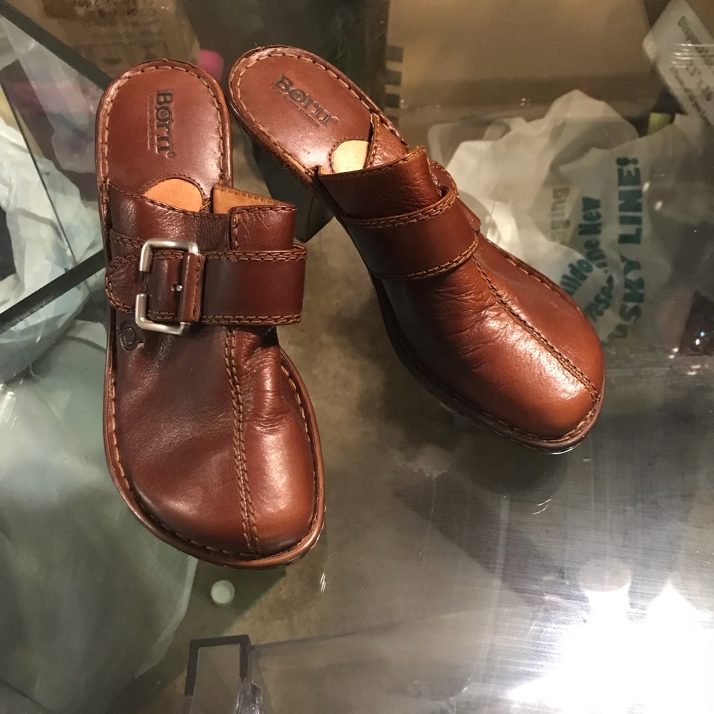 Brown clogs